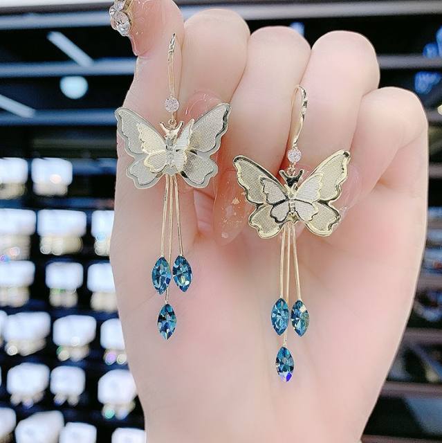 Personality butterfly tassel earrings