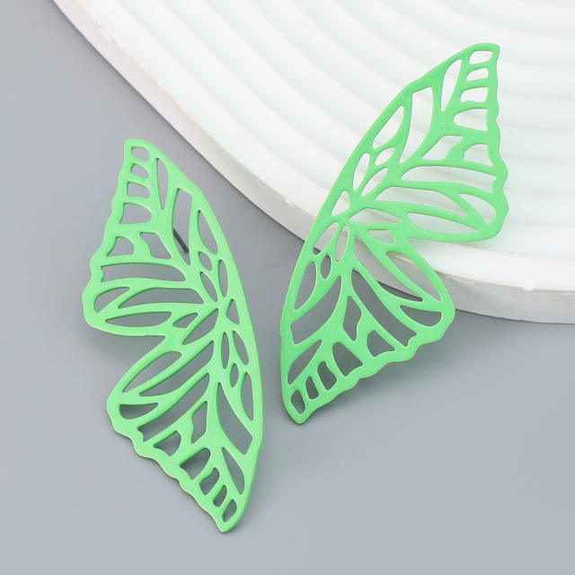 Spring color painting hollow butterfly alloy earrings
