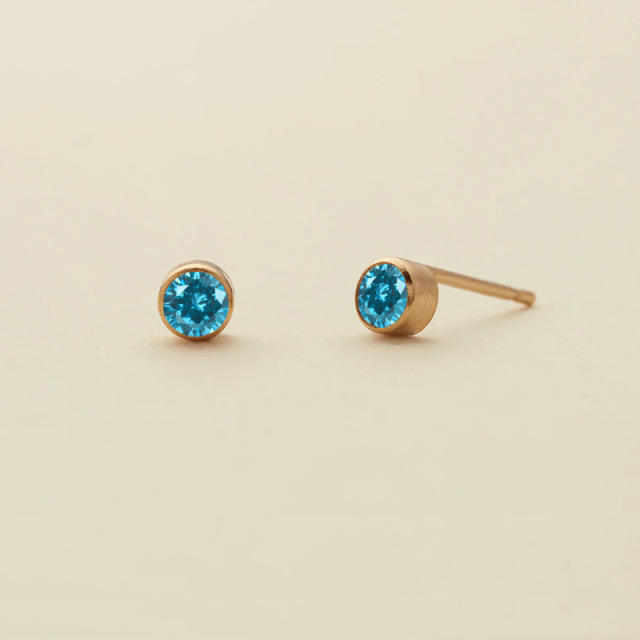 Birthstone mother's day gift stainless steel studs earrings