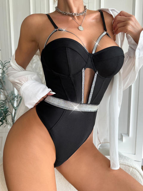Hot sale sexy black color bodysuit lingerie