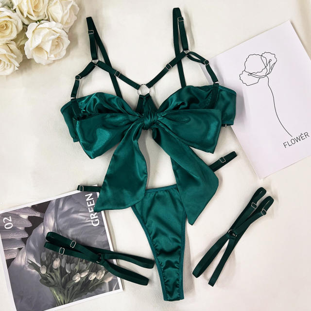Hot sale satin bow sweet design lingerie