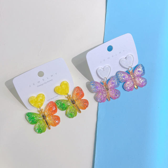 Sweet spring colorful acrylic butterfly earrings