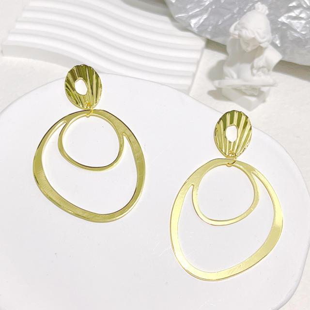 Personality gold color metal geometric shape earrings