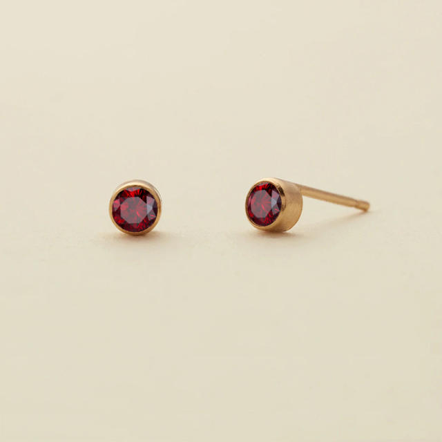 Birthstone mother's day gift stainless steel studs earrings