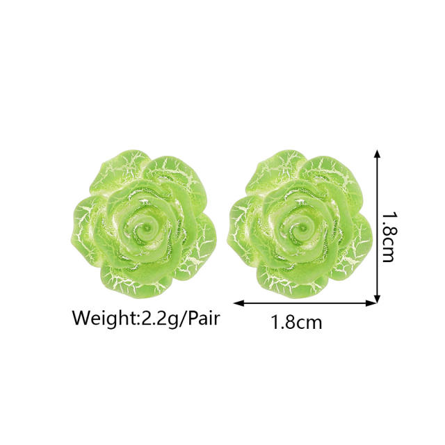 Korean fashion colorful resin rose flower studs earrings