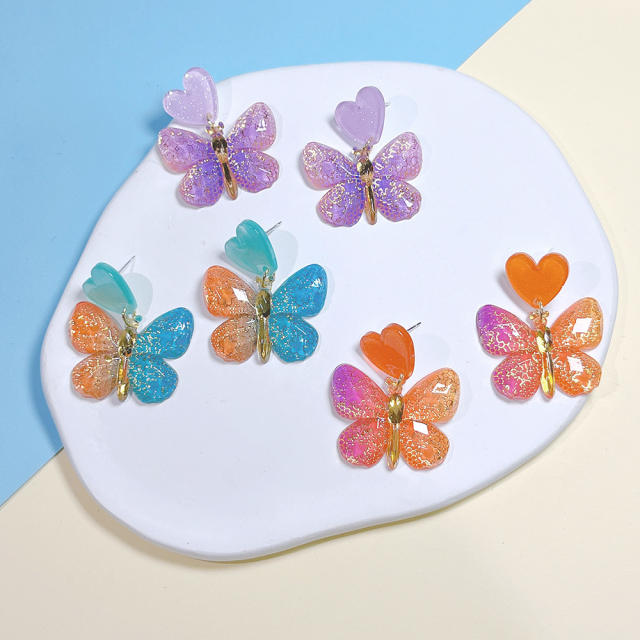 Sweet spring colorful acrylic butterfly earrings