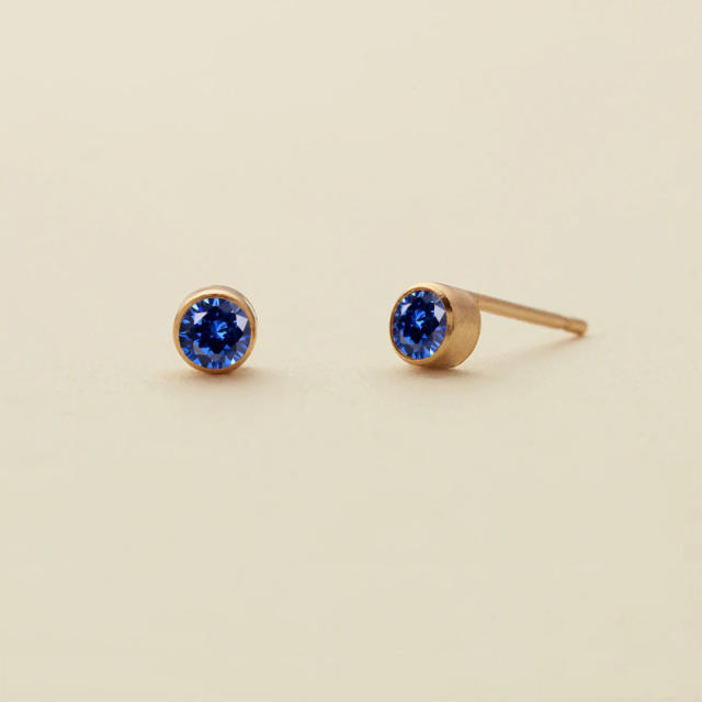 Birthstone mother's day gift stainless steel studs earrings