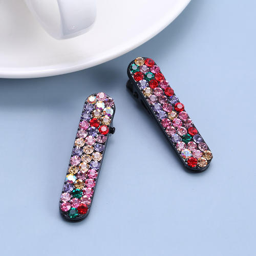 Delicate three row crystal colorful hair clips
