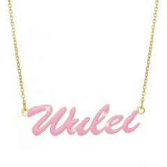 Custom color enamel month stainless steel necklace