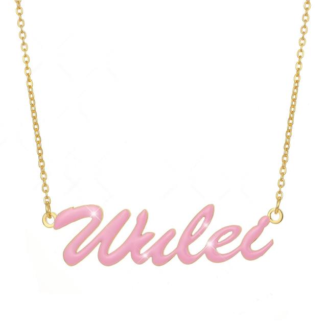 Custom color enamel month stainless steel necklace