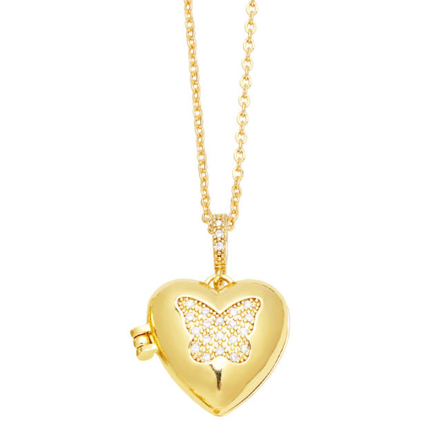 Gold plated personality evil eye heart locket necklace