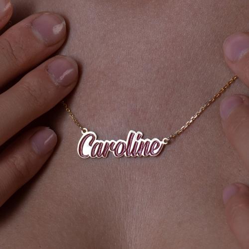 Custom color enamel month stainless steel necklace