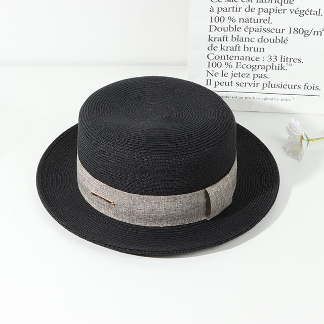 Elegant straw boater hat