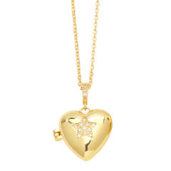 Gold plated personality evil eye heart locket necklace