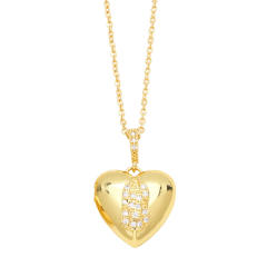 Gold plated personality evil eye heart locket necklace