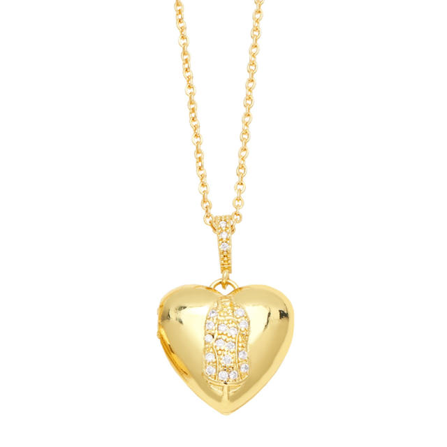 Gold plated personality evil eye heart locket necklace