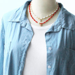 Boho colorful bead evil eye necklace