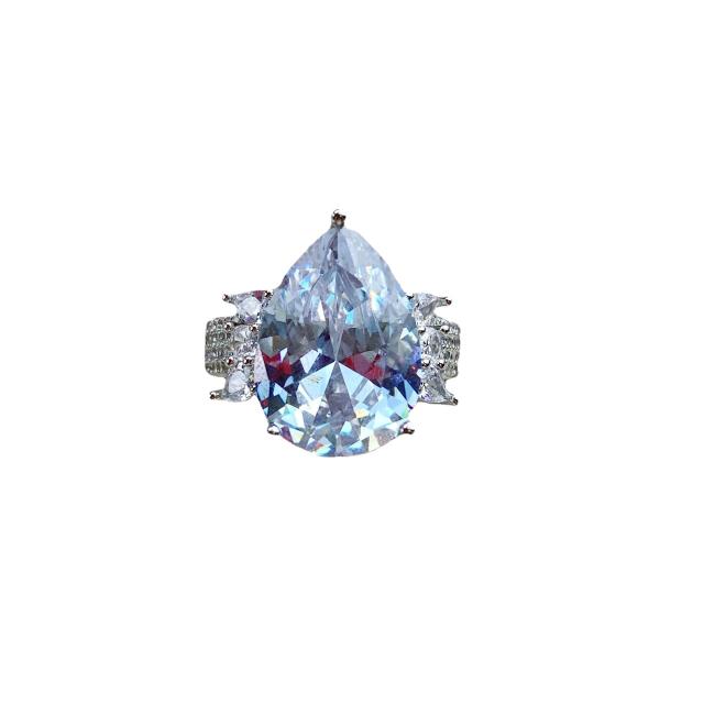 Personality color cubic zircon drop statement rings