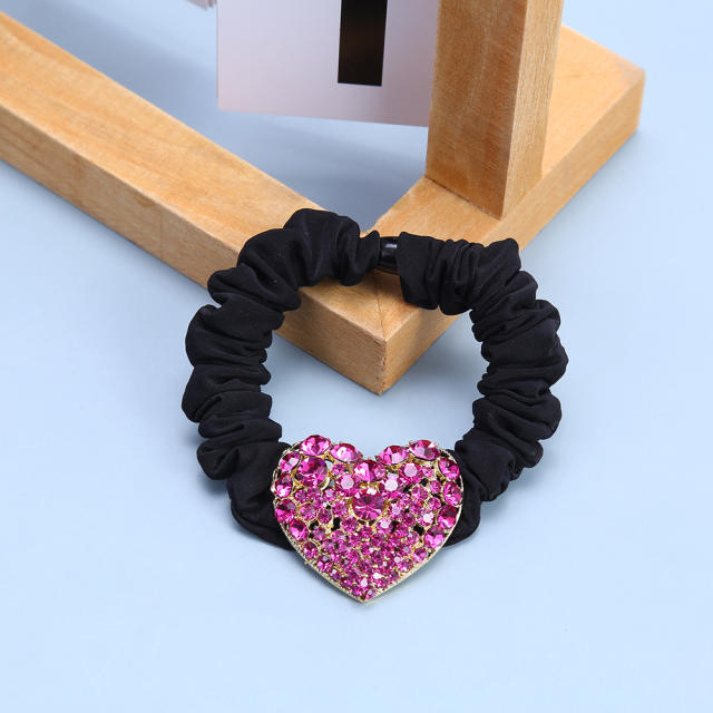 Luxury color crystal heart scrunchies