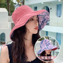 Korean fashion summer design color pattern two side sun hat