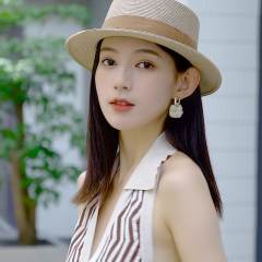 Elegant straw boater hat
