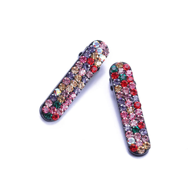 Delicate three row crystal colorful hair clips