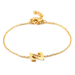 Chic design diamond initial letter stainless steel bracelet