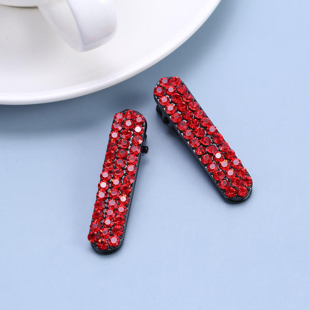 Delicate three row crystal colorful hair clips