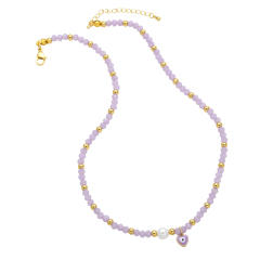 Boho colorful bead heart evil eye charm necklace