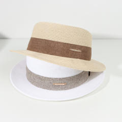 Elegant straw boater hat