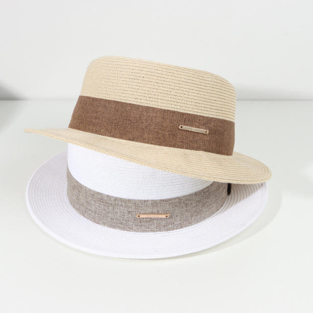 Elegant straw boater hat