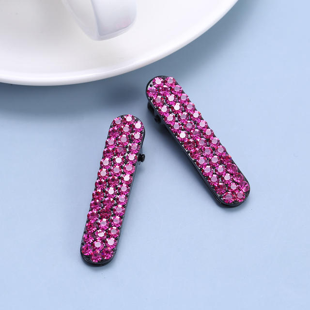Delicate three row crystal colorful hair clips