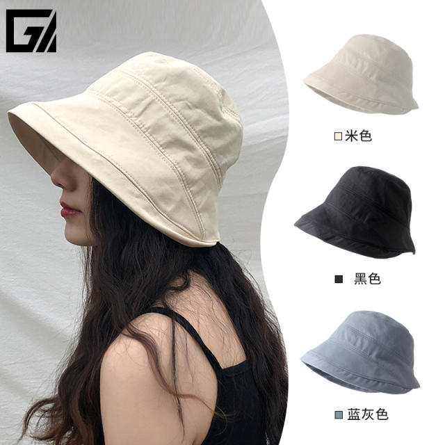 Korean fashion casual plain color bucket hat