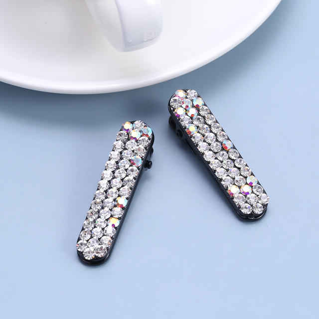 Delicate three row crystal colorful hair clips
