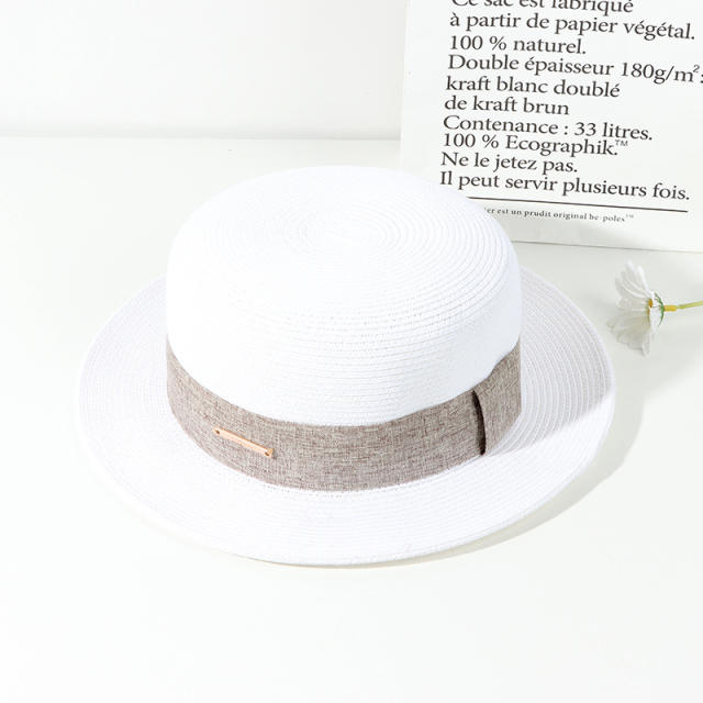 Elegant straw boater hat
