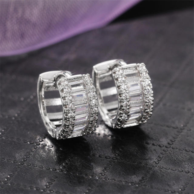 Popular cubic zircon diamond huggie earrings