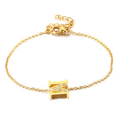 Chic design diamond initial letter stainless steel bracelet