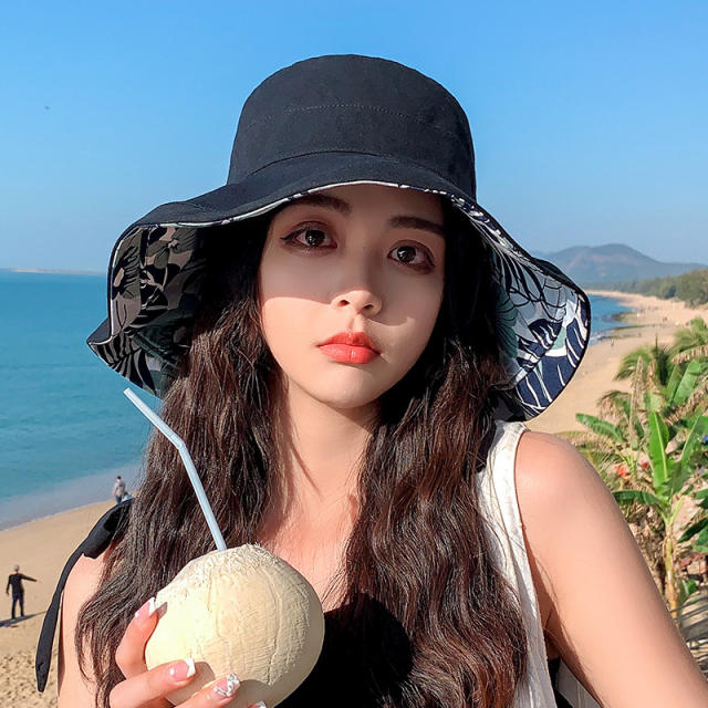 Korean fashion summer design color pattern two side sun hat