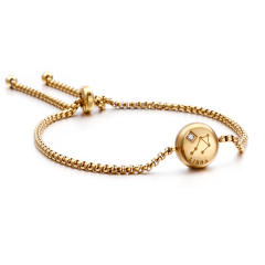 Korean fashion diamond zodiac stainless steel slide bracelet