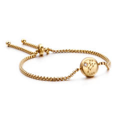 Korean fashion diamond zodiac stainless steel slide bracelet
