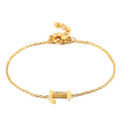 Chic design diamond initial letter stainless steel bracelet