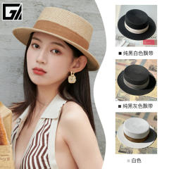Elegant straw boater hat
