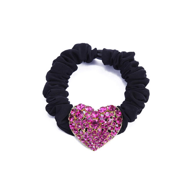 Luxury color crystal heart scrunchies