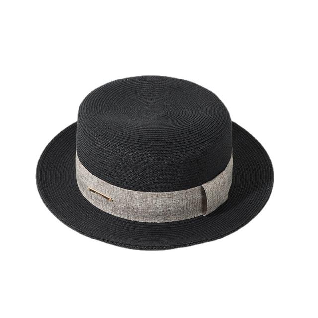 Elegant straw boater hat