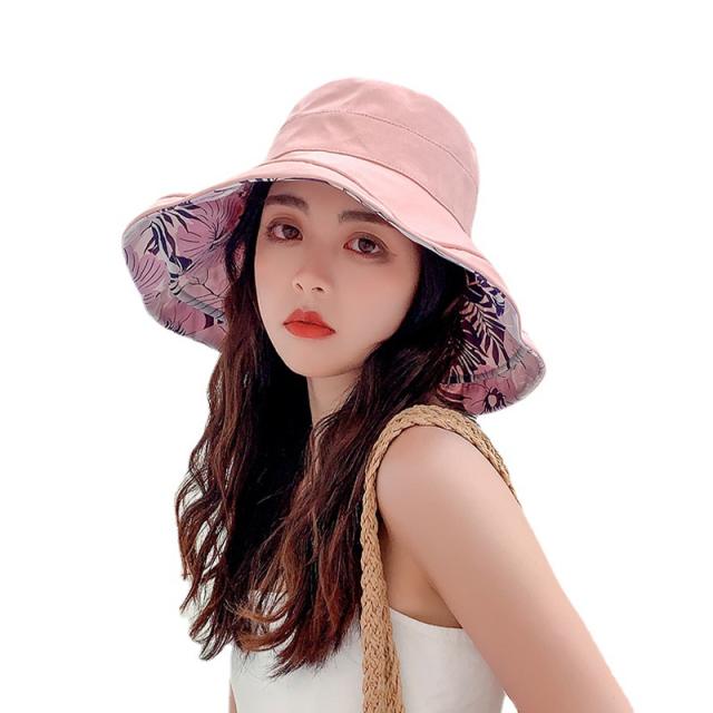 Korean fashion summer design color pattern two side sun hat