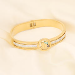 Personality color enamel evil eye stainless steel bangle