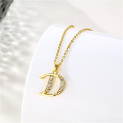 Delicate diamond initial pendant copper necklace