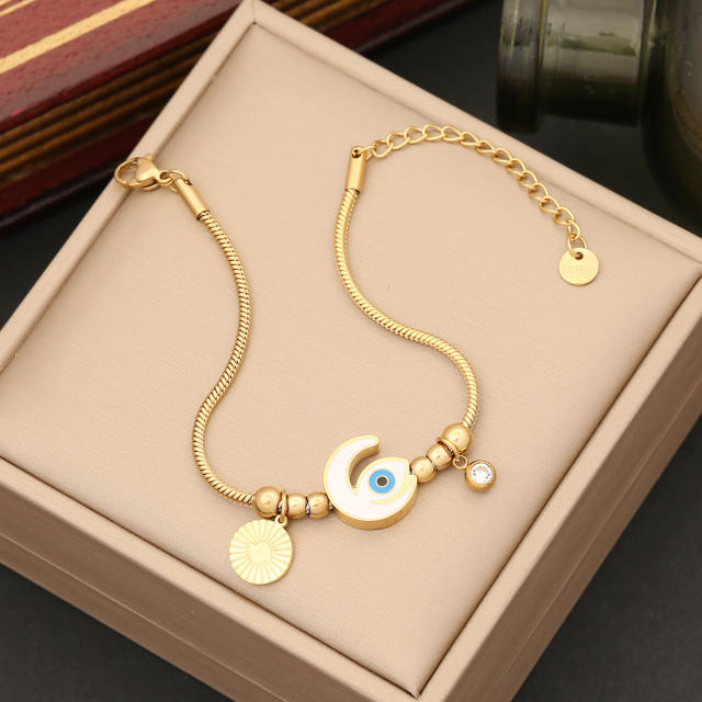 Personality evil eye bead stainless steel bracelet
