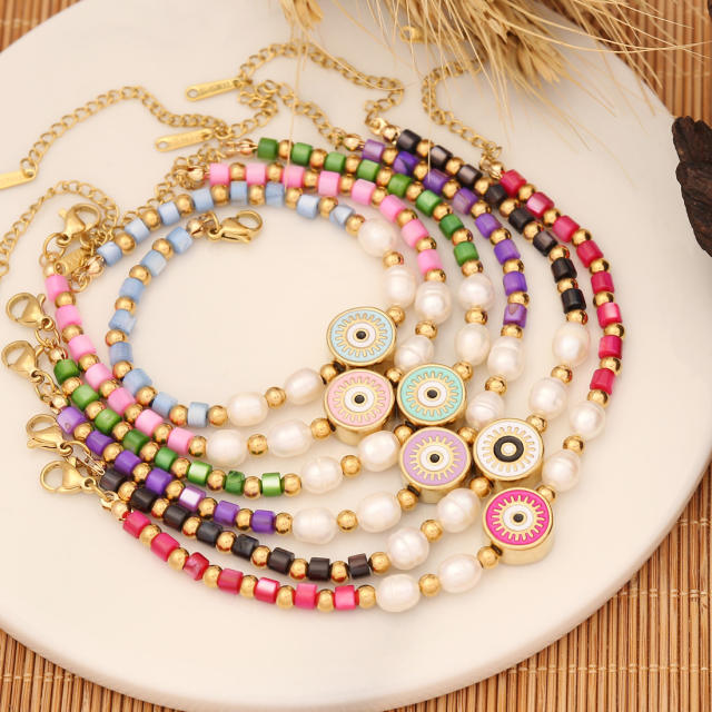 Personality boho evil eye bead bracelet