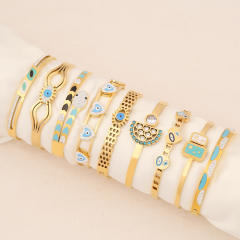 Personality color enamel evil eye stainless steel bangle